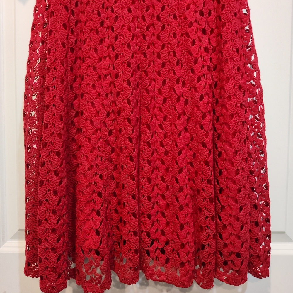 Rabbit Rabbit Rabbit Red Crochet Midi Dress - Picture 2 of 11